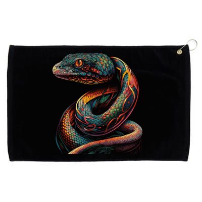 Realistic Snake Posing Grommeted Golf Towel