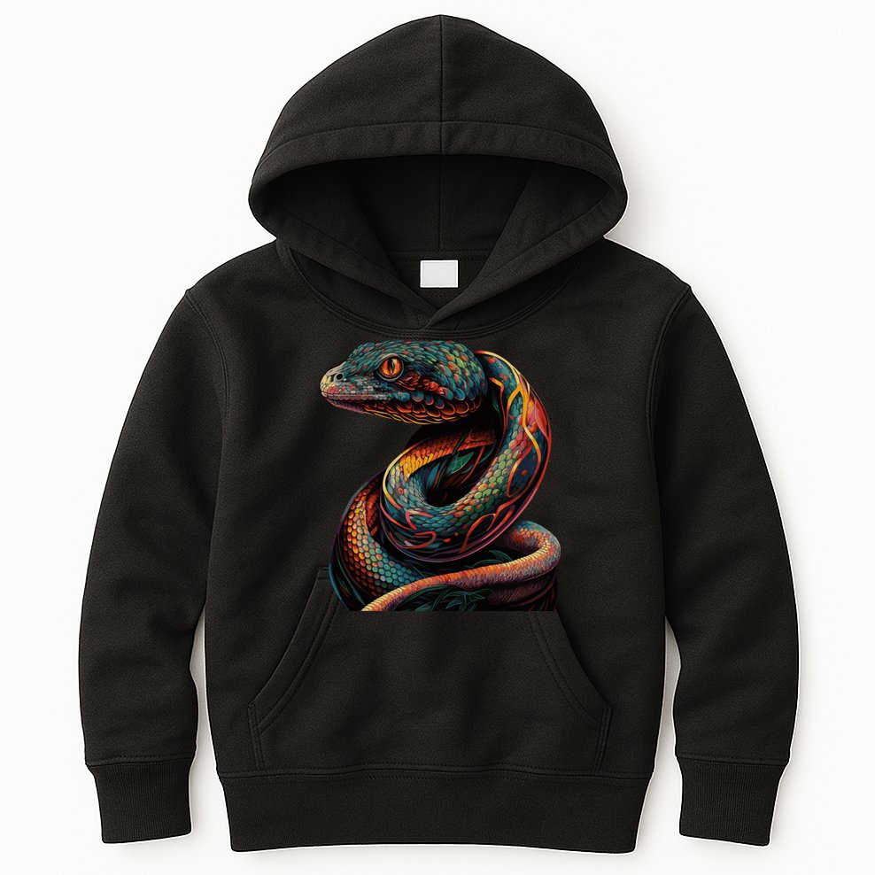 Realistic Snake Posing Kids Hoodie