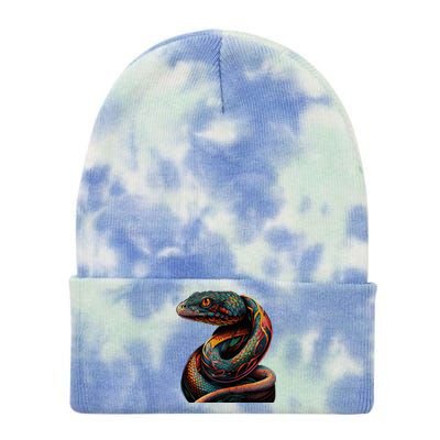 Realistic Snake Posing Tie Dye 12in Knit Beanie