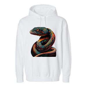 Realistic Snake Posing Garment-Dyed Fleece Hoodie