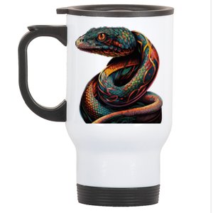 Realistic Snake Posing Stainless Steel Travel Mug