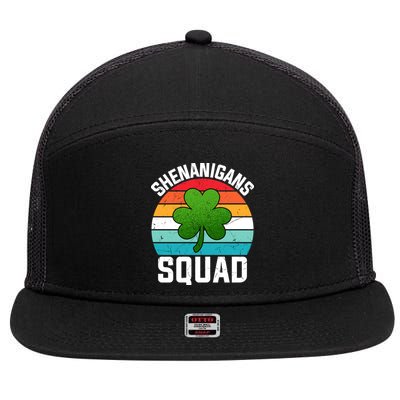 Retro St Patricks Day Shenanigans Squad Shamrock St Patricks Day 7 Panel Mesh Trucker Snapback Hat