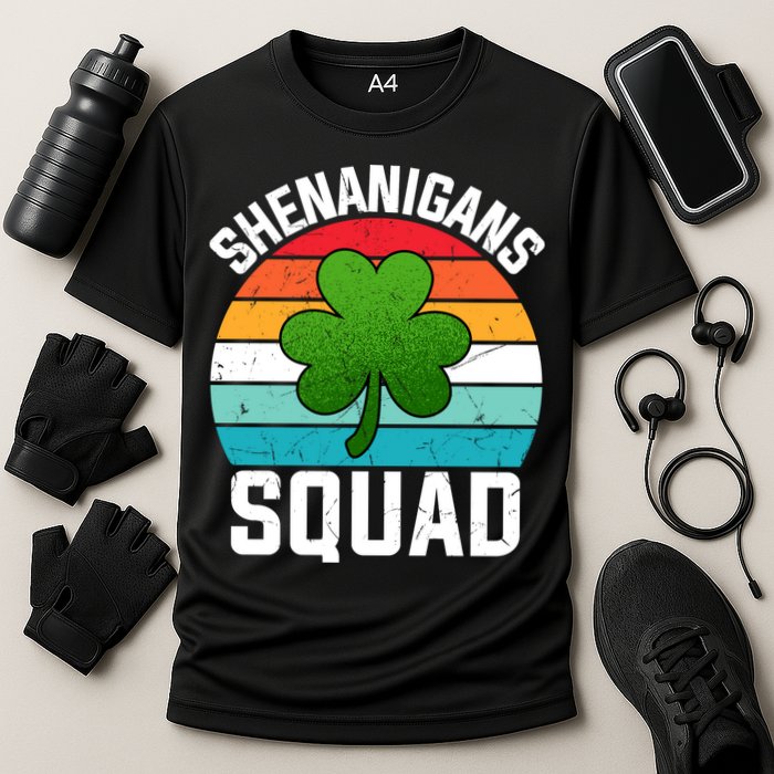 Retro St Patricks Day Shenanigans Squad Shamrock St Patricks Day Performance Shirt
