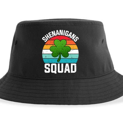 Retro St Patricks Day Shenanigans Squad Shamrock St Patricks Day Sustainable Bucket Hat
