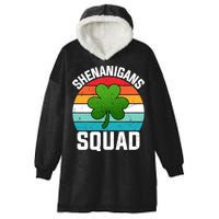 Retro St Patricks Day Shenanigans Squad Shamrock St Patricks Day Hooded Wearable Blanket