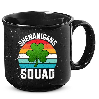 Retro St Patricks Day Shenanigans Squad Shamrock St Patricks Day 15oz Campfire Ceramic Mug