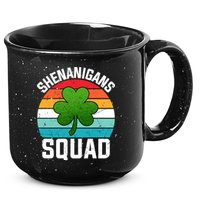 Retro St Patricks Day Shenanigans Squad Shamrock St Patricks Day 15oz Campfire Ceramic Mug