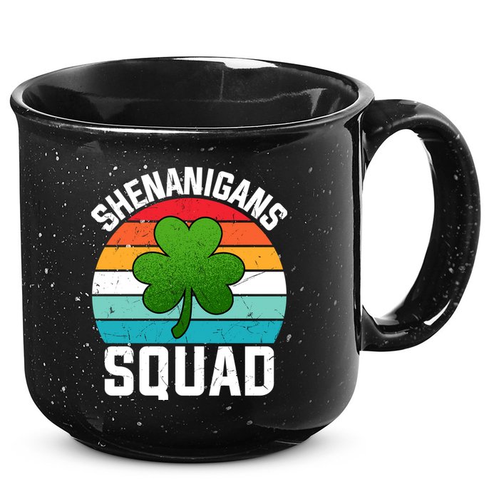 Retro St Patricks Day Shenanigans Squad Shamrock St Patricks Day 15oz Campfire Ceramic Mug