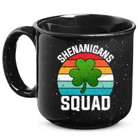Retro St Patricks Day Shenanigans Squad Shamrock St Patricks Day 15oz Campfire Ceramic Mug