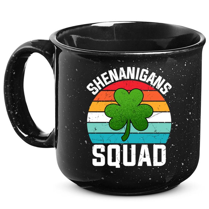 Retro St Patricks Day Shenanigans Squad Shamrock St Patricks Day 15oz Campfire Ceramic Mug
