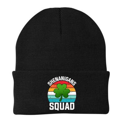 Retro St Patricks Day Shenanigans Squad Shamrock St Patricks Day Beanie