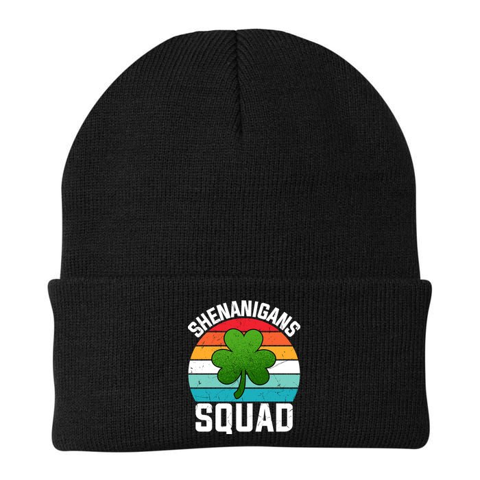 Retro St Patricks Day Shenanigans Squad Shamrock St Patricks Day Beanie