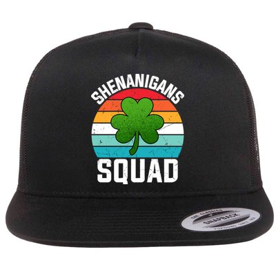 Retro St Patricks Day Shenanigans Squad Shamrock St Patricks Day Flatbill Hat
