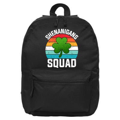 Retro St Patricks Day Shenanigans Squad Shamrock St Patricks Day 16 in Basic Backpack