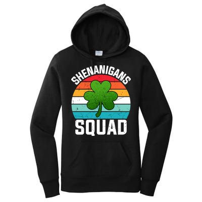 Retro St Patricks Day Shenanigans Squad Shamrock St Patricks Day Women's Pullover Hoodie