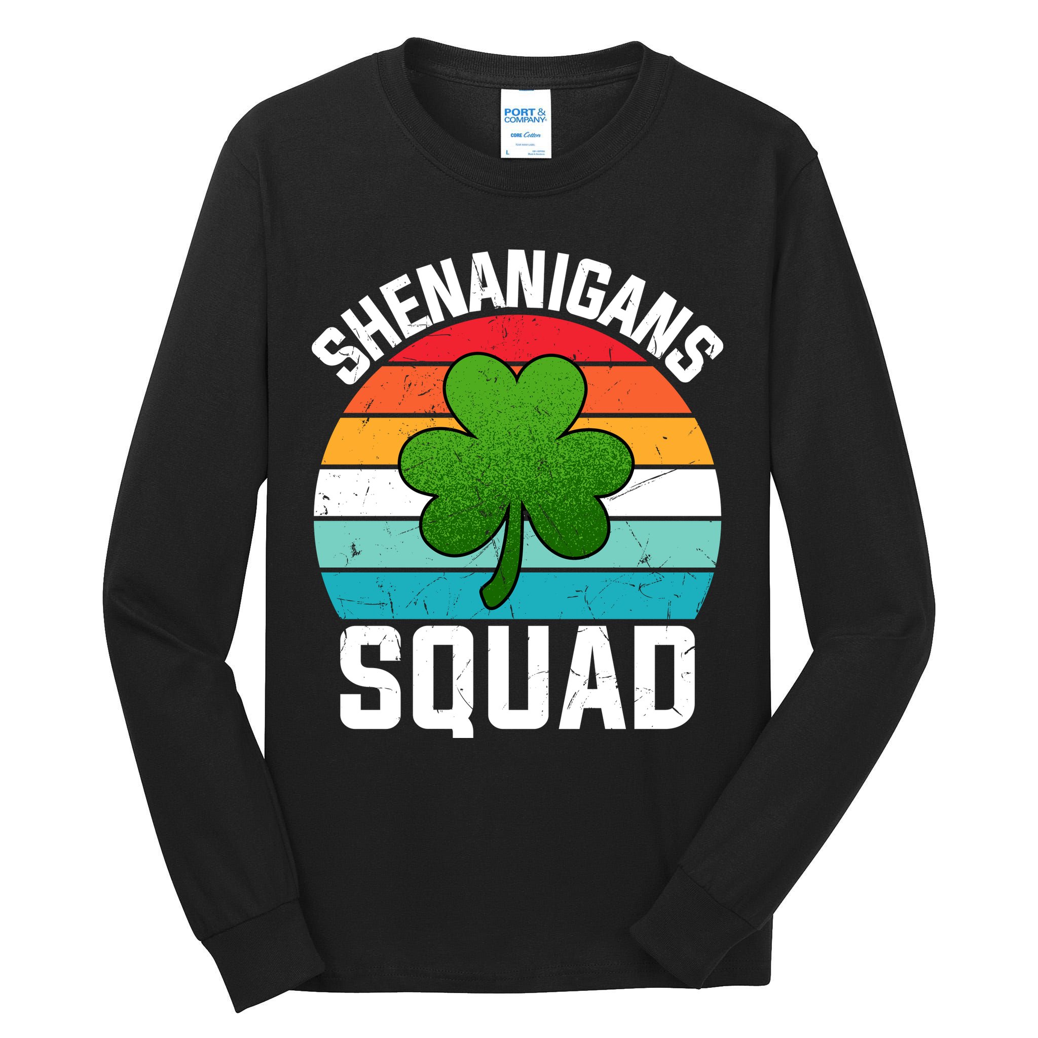 Retro St Patricks Day Shenanigans Squad Shamrock St Patricks Day Tall Long Sleeve T-Shirt