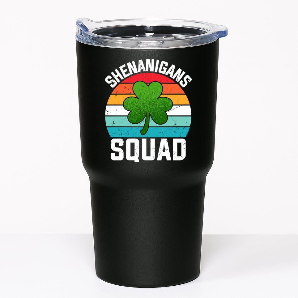 Retro St Patricks Day Shenanigans Squad Shamrock St Patricks Day Tumbler