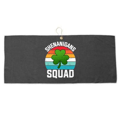 Retro St Patricks Day Shenanigans Squad Shamrock St Patricks Day Large Microfiber Waffle Golf Towel