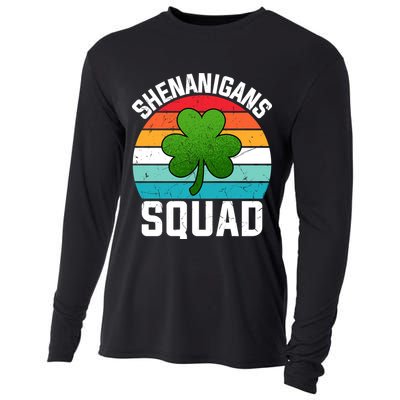 Retro St Patricks Day Shenanigans Squad Shamrock St Patricks Day Cooling Performance Long Sleeve Crew