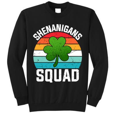Retro St Patricks Day Shenanigans Squad Shamrock St Patricks Day Tall Sweatshirt