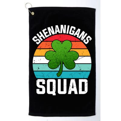 Retro St Patricks Day Shenanigans Squad Shamrock St Patricks Day Golf Towel