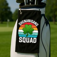Retro St Patricks Day Shenanigans Squad Shamrock St Patricks Day Golf Towel