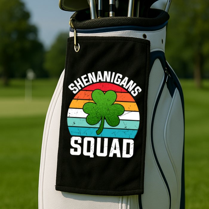 Retro St Patricks Day Shenanigans Squad Shamrock St Patricks Day Golf Towel