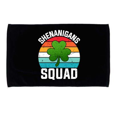 Retro St Patricks Day Shenanigans Squad Shamrock St Patricks Day Microfiber Hand Towel