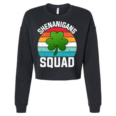 Retro St Patricks Day Shenanigans Squad Shamrock St Patricks Day Cropped Pullover Crew