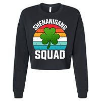 Retro St Patricks Day Shenanigans Squad Shamrock St Patricks Day Cropped Pullover Crew