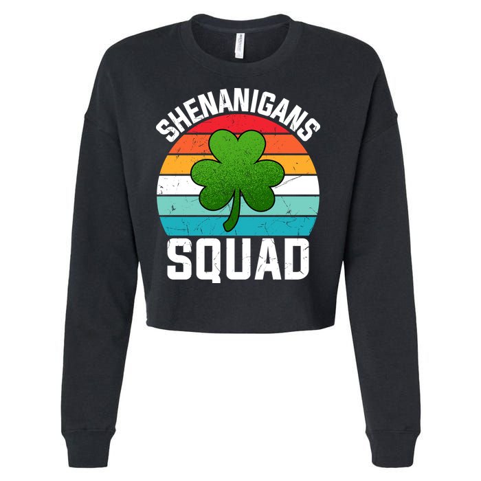 Retro St Patricks Day Shenanigans Squad Shamrock St Patricks Day Cropped Pullover Crew