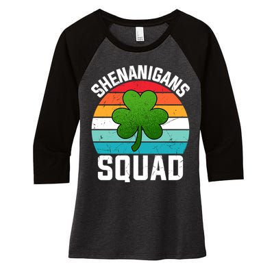 Retro St Patricks Day Shenanigans Squad Shamrock St Patricks Day Women's Tri-Blend 3/4-Sleeve Raglan Shirt
