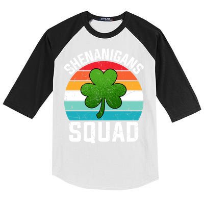 Retro St Patricks Day Shenanigans Squad Shamrock St Patricks Day Kids Colorblock Raglan Jersey