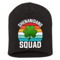 Retro St Patricks Day Shenanigans Squad Shamrock St Patricks Day Short Acrylic Beanie
