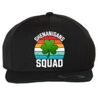 Retro St Patricks Day Shenanigans Squad Shamrock St Patricks Day Wool Snapback Cap