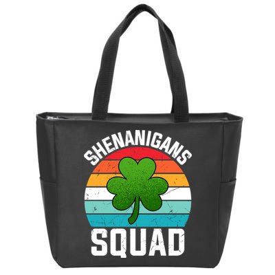Retro St Patricks Day Shenanigans Squad Shamrock St Patricks Day Zip Tote Bag