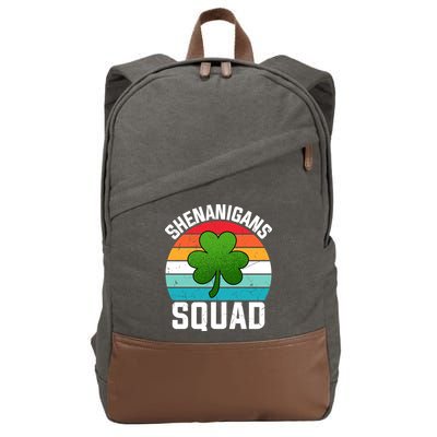Retro St Patricks Day Shenanigans Squad Shamrock St Patricks Day Cotton Canvas Backpack