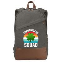 Retro St Patricks Day Shenanigans Squad Shamrock St Patricks Day Cotton Canvas Backpack