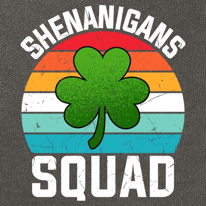 Retro St Patricks Day Shenanigans Squad Shamrock St Patricks Day Cotton Canvas Backpack