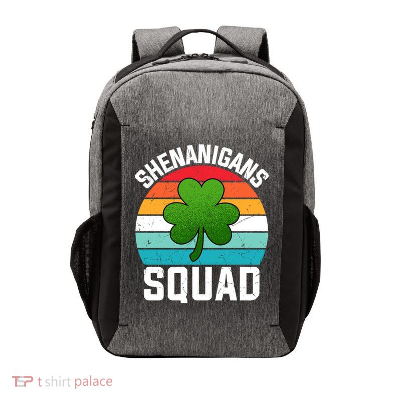 Retro St Patricks Day Shenanigans Squad Shamrock St Patricks Day Vector Backpack