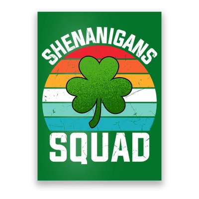 Retro St Patricks Day Shenanigans Squad Shamrock St Patricks Day Poster