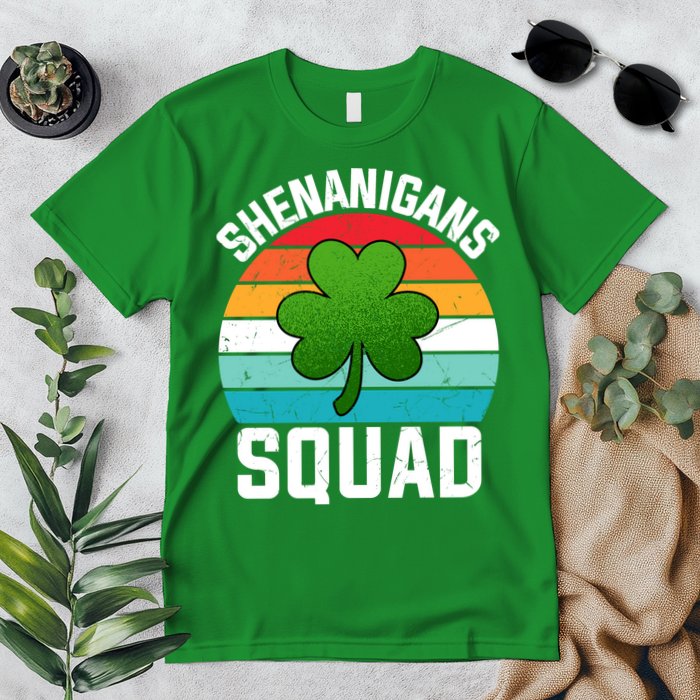 Retro St Patricks Day Shenanigans Squad Shamrock St Patricks Day Premium T-Shirt