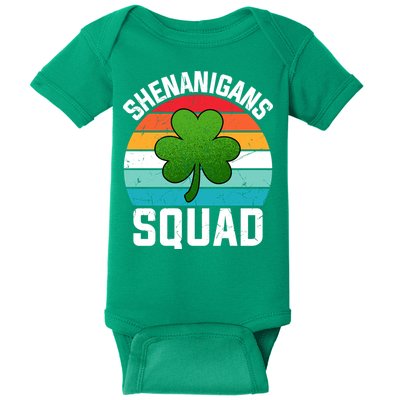 Retro St Patricks Day Shenanigans Squad Shamrock St Patricks Day Baby Bodysuit