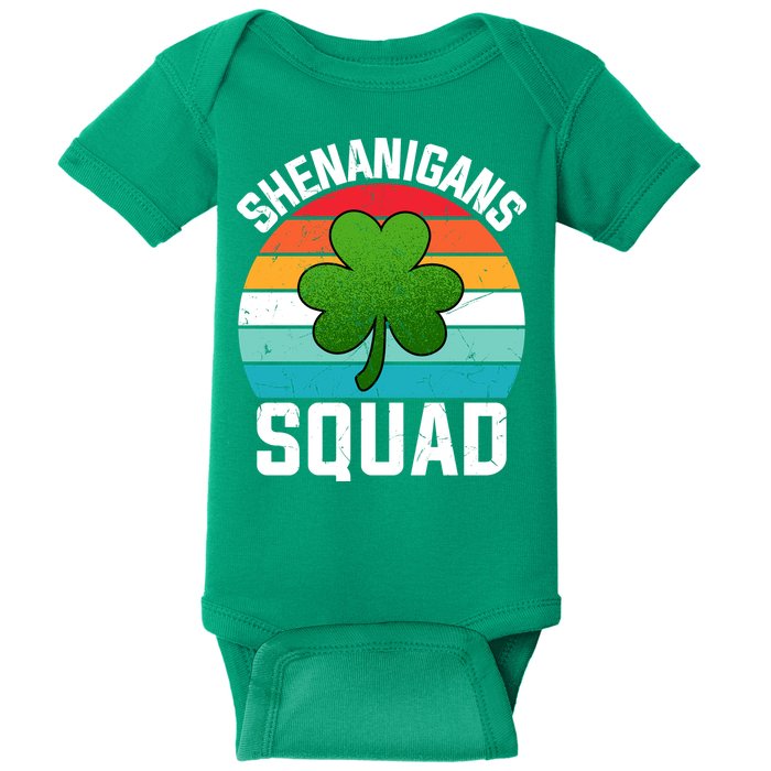 Retro St Patricks Day Shenanigans Squad Shamrock St Patricks Day Baby Bodysuit