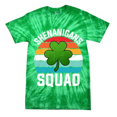 Retro St Patricks Day Shenanigans Squad Shamrock St Patricks Day Tie-Dye T-Shirt