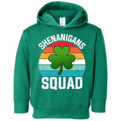 Retro St Patricks Day Shenanigans Squad Shamrock St Patricks Day Toddler Hoodie