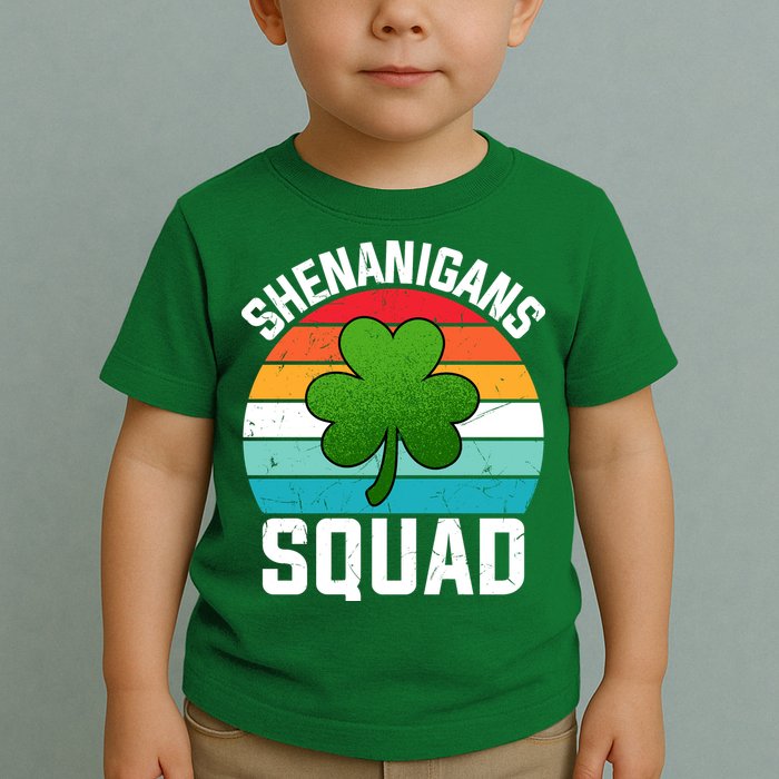 Retro St Patricks Day Shenanigans Squad Shamrock St Patricks Day Toddler T-Shirt