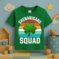 Retro St Patricks Day Shenanigans Squad Shamrock St Patricks Day Toddler T-Shirt