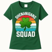 Retro St Patricks Day Shenanigans Squad Shamrock St Patricks Day Womens T-Shirt