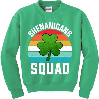 Retro St Patricks Day Shenanigans Squad Shamrock St Patricks Day Kids Sweatshirt